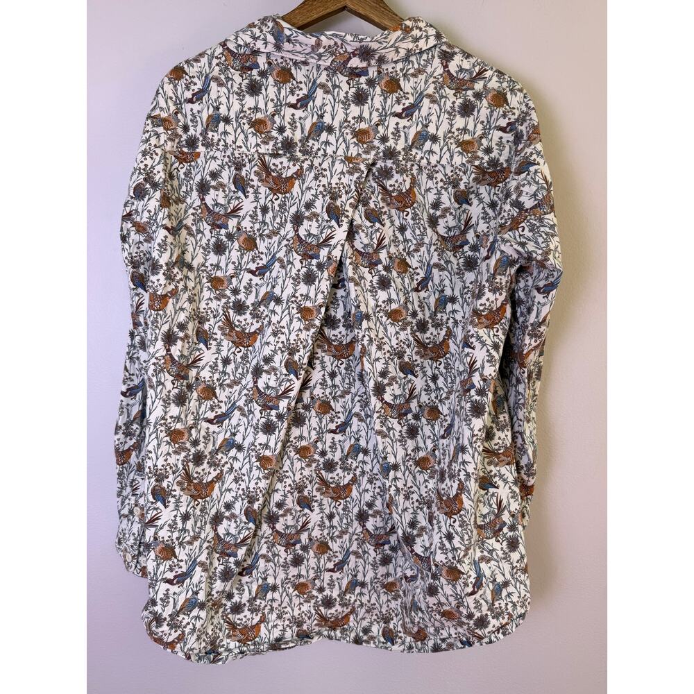 Duluth Trading Women’s Bird Print Button Up Shirt Cotton Stretch - Picture 4 of 8